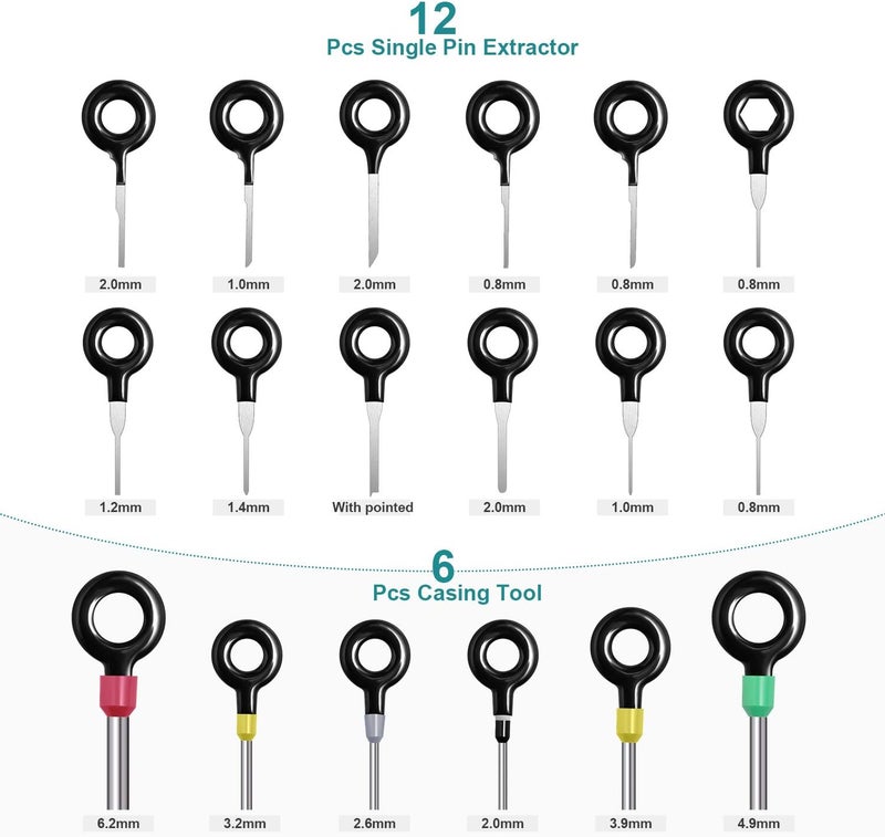 MENKEY Terminal Removal Tool Kit for Car, 39 Pieces Wire Connector Pin Release Key Extractor Tools Set for Most Connector Terminal - Image 3