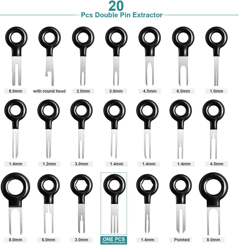MENKEY Terminal Removal Tool Kit for Car, 39 Pieces Wire Connector Pin Release Key Extractor Tools Set for Most Connector Terminal - Image 4