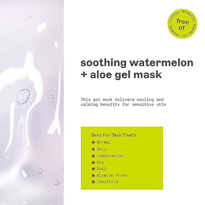 Freeman Soothing Watermelon & Aloe Gel Facial Mask, Hydrates, Nourishes, & Soothes Irritated Skin, Cooling, Calming Gel Face Mask, For Sensitive & Break-Out Prone Skin, 6 fl.oz. Tube, 1 Count - Image 3