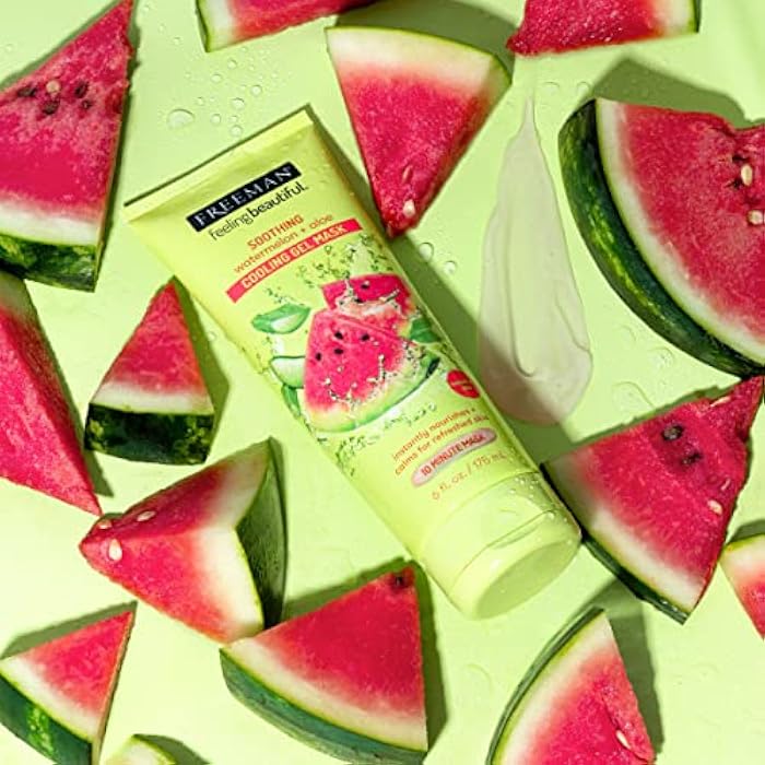 Freeman Soothing Watermelon & Aloe Gel Facial Mask, Hydrates, Nourishes, & Soothes Irritated Skin, Cooling, Calming Gel Face Mask, For Sensitive & Break-Out Prone Skin, 6 fl.oz. Tube, 1 Count - Image 5