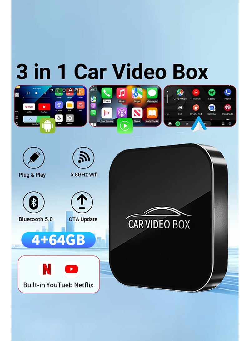 Digisand Wireless Carplay Adapter with YouTube, 2025 Carplay Wireless Adapter & Android Auto Wireless Dongle Easy to Setup,5GHz WiFi,Video Box Convert Wried to Wireless Car Play Stream to Your Car - Image 1