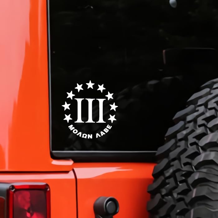 MHDStickerCo Molon Labe 1776 2nd Amendment Stars Vinyl Decal Sticker White - Image 1
