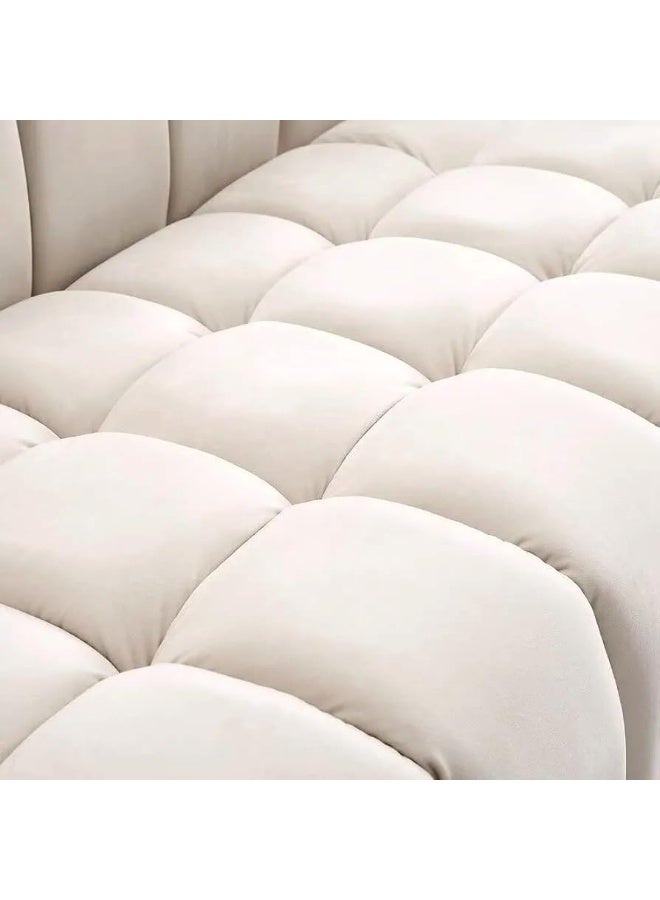 Comfynest أريكة كومفينست الفاخرة ذات الثلاث مقاعد من المخمل مثالية لغرف المعيشة وغرف الضيوف والفنادق (بيج) - Image 3