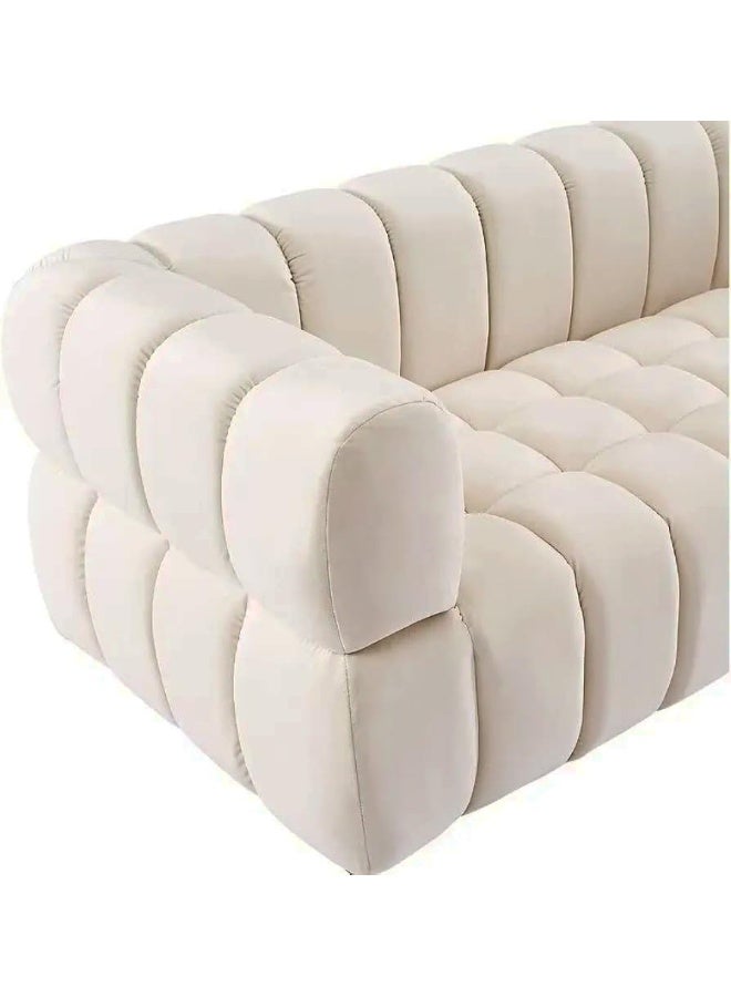 Comfynest أريكة كومفينست الفاخرة ذات الثلاث مقاعد من المخمل مثالية لغرف المعيشة وغرف الضيوف والفنادق (بيج) - Image 4