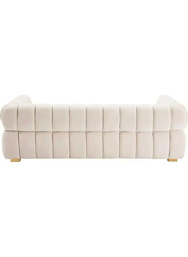 Comfynest أريكة كومفينست الفاخرة ذات الثلاث مقاعد من المخمل مثالية لغرف المعيشة وغرف الضيوف والفنادق (بيج) - Image 5