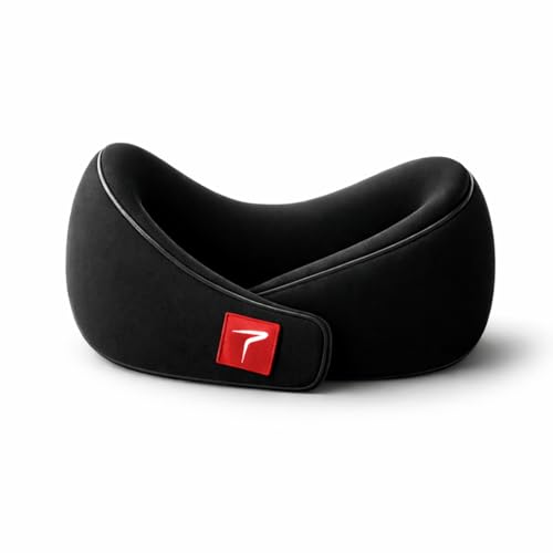 Trajectory Travel Neck Pillow Memory Foam for Sleeping in Airplane Flight, Cab, Car, Train, Bus for Men and Women Black (As seen on Shark Tank) - Image 1