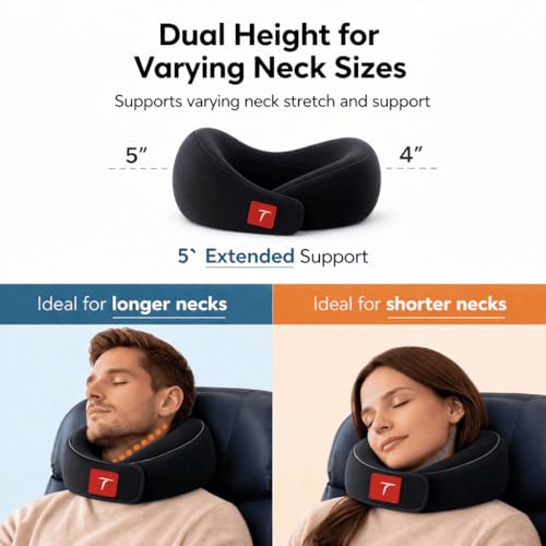 Trajectory Travel Neck Pillow Memory Foam for Sleeping in Airplane Flight, Cab, Car, Train, Bus for Men and Women Black (As seen on Shark Tank) - Image 2