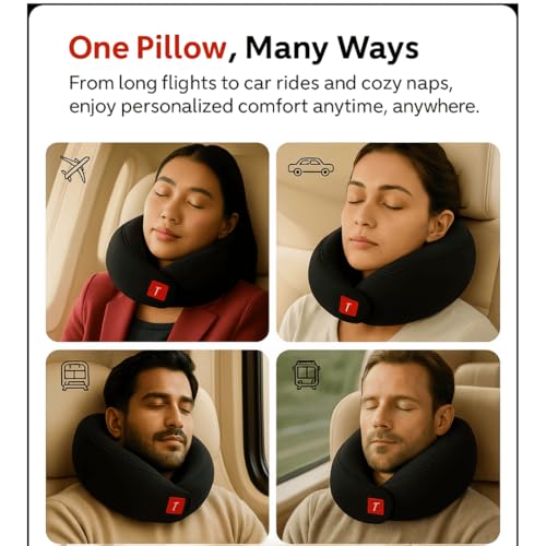 Trajectory Travel Neck Pillow Memory Foam for Sleeping in Airplane Flight, Cab, Car, Train, Bus for Men and Women Black (As seen on Shark Tank) - Image 3