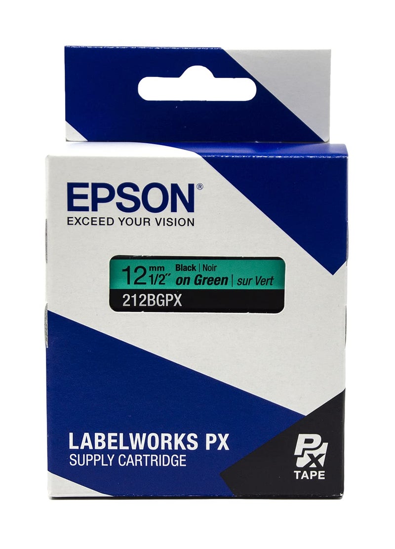 LABELWORKS Epson 212BGPX Genuine PET (Polyester) Tape Cartridge - Black on Green Label Maker Tape - 1/2" (12MM) Wide, 30' - Image 5
