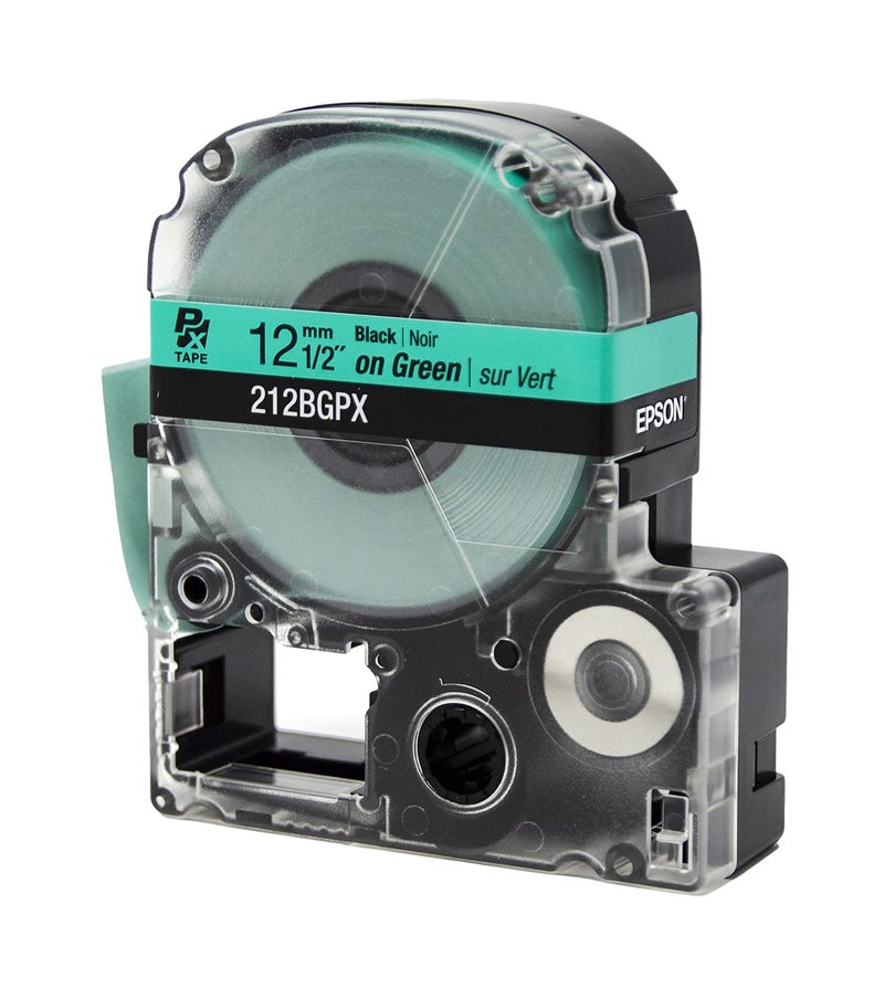 LABELWORKS Epson 212BGPX Genuine PET (Polyester) Tape Cartridge - Black on Green Label Maker Tape - 1/2" (12MM) Wide, 30' - Image 3