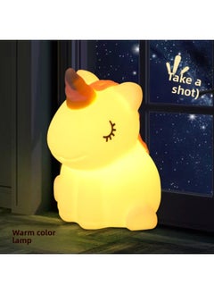Colorful Unicorn 3-file Shooting Induction Lamp Creative Gift Accompanying Sleeping Nightlight Cute Eye Protection Children Decompression-Color:3-speed Induction Pat Unicorn-warm Light