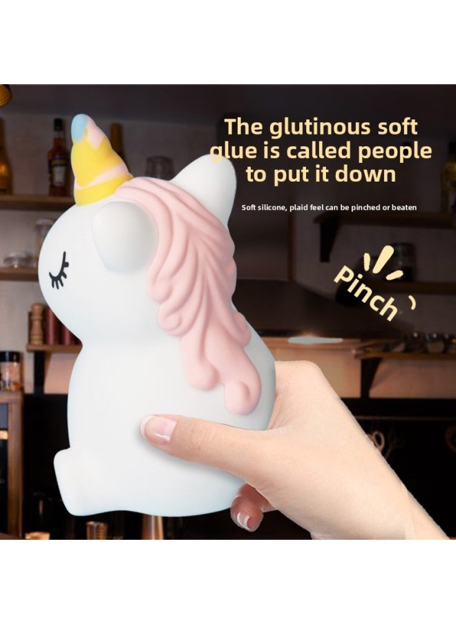 Generic - Colorful Unicorn 3-file Shooting Induction Lamp Creative Gift Accompanying Sleeping Nightlight Cute Eye Protection Children Decompression-Color:3-speed Induction Pat Unicorn-warm Light - Image 1