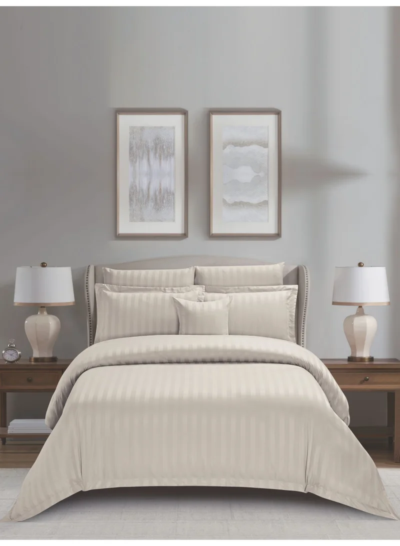 Donetella Striped Comforter Set, King Size (260x240 cm), 8-Piece Hotel Bedding with 350 GSM Filling – Comforter, Comforter Cover, Fitted Sheet, Pillowcases &amp; Cushion Cover