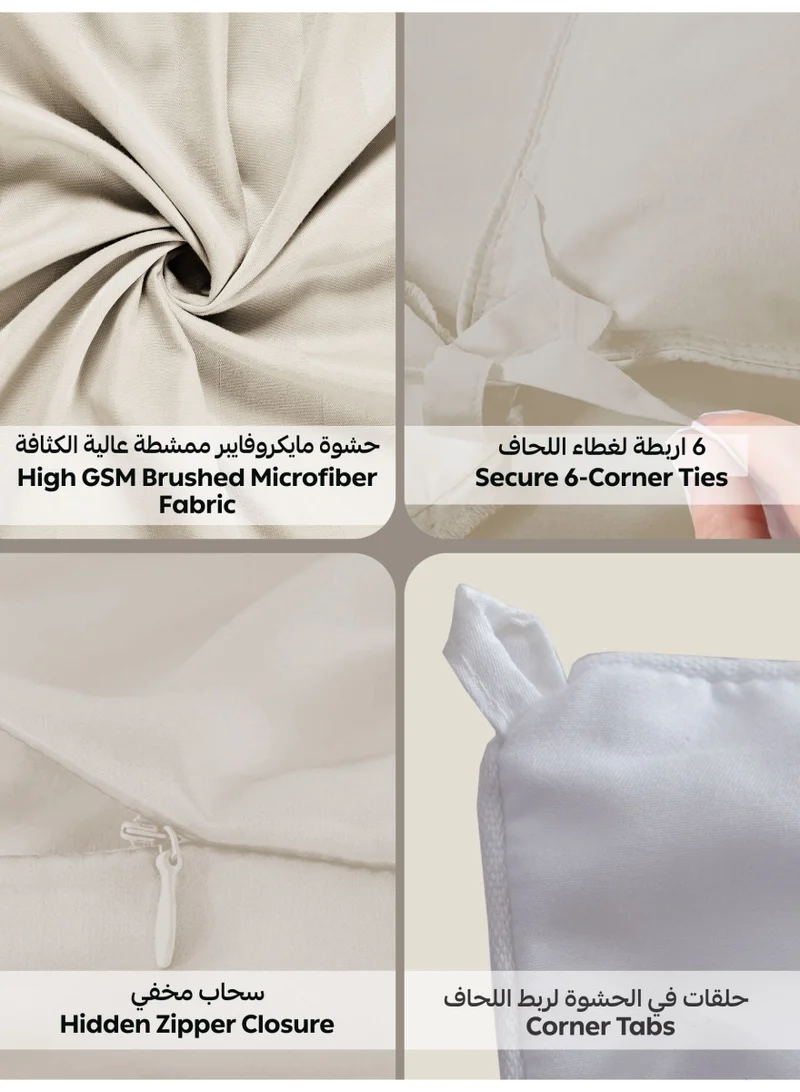 Donetella Striped Comforter Set, King Size 200x200 cm, 8-Piece Hotel Bedding with 350 GSM Filling – Comforter, Comforter Cover, Fitted Sheet, Pillowcases &amp; Cushion Cover