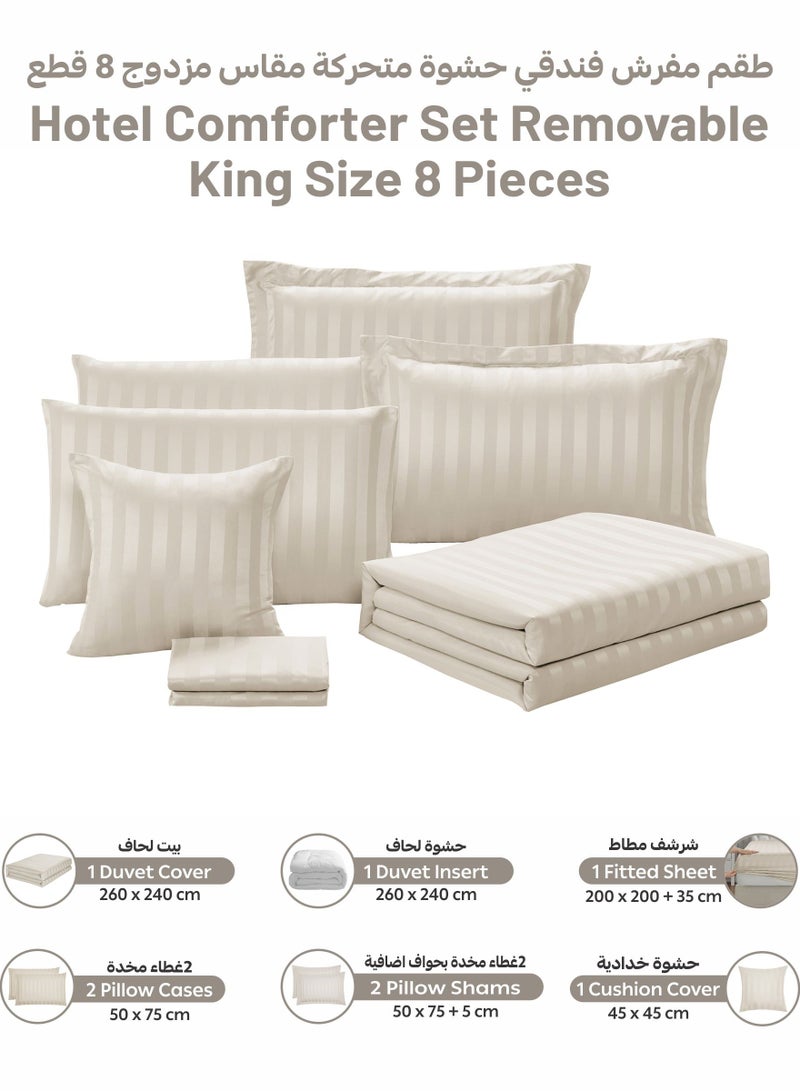 Donetella Striped Comforter Set, King 200x200 cm Size Bed, 8-Piece Hotel Bedding with 350 GSM Filling – Comforter, Comforter Cover, Fitted Sheet, Pillowcases & Cushion Cover - Image 4