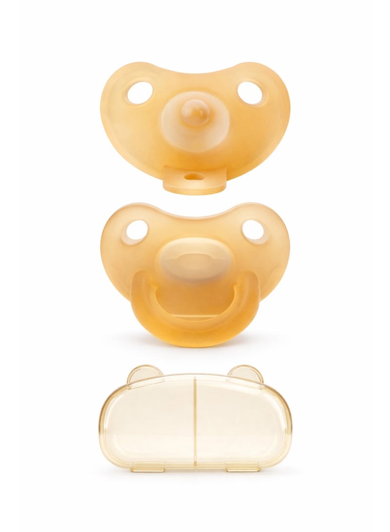 لهايات أطفال من السيليكون فائقة النعومة لعمر 0–24 شهر، تصميم بإحساس مشابه للرضاعة الطبيعية وشكل الإبهام، مزودة بفتحات تهوية كبيرة، خالية من BPA، عبوة من قطعتين - Image 1