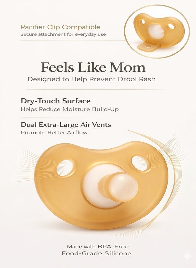 لهايات أطفال من السيليكون فائقة النعومة لعمر 0–24 شهر، تصميم بإحساس مشابه للرضاعة الطبيعية وشكل الإبهام، مزودة بفتحات تهوية كبيرة، خالية من BPA، عبوة من قطعتين - Image 4