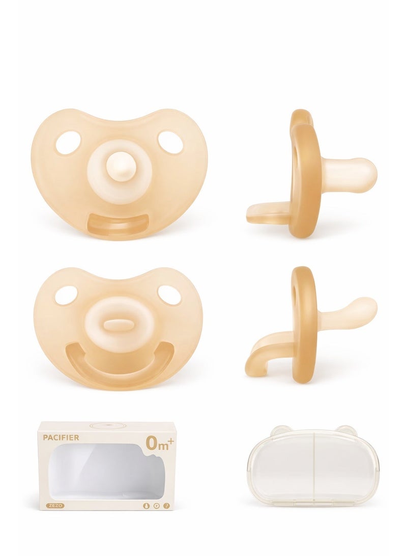 لهايات أطفال من السيليكون فائقة النعومة لعمر 0–24 شهر، تصميم بإحساس مشابه للرضاعة الطبيعية وشكل الإبهام، مزودة بفتحات تهوية كبيرة، خالية من BPA، عبوة من قطعتين - Image 1