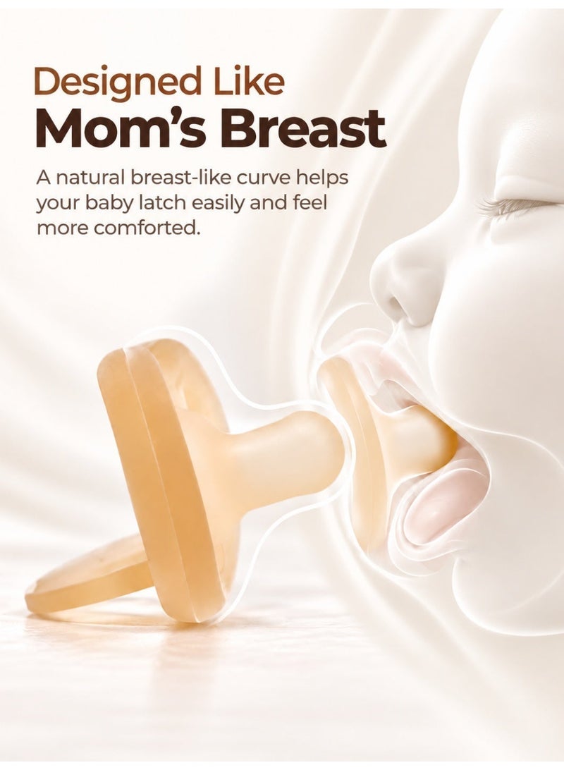 MOMELU 2 PCS Baby Pacifiers 0–24 Months, One-Piece Soft Silicone Breast-Like Pacifier for Newborn & Breastfed Babies, BPA-Free - Image 5