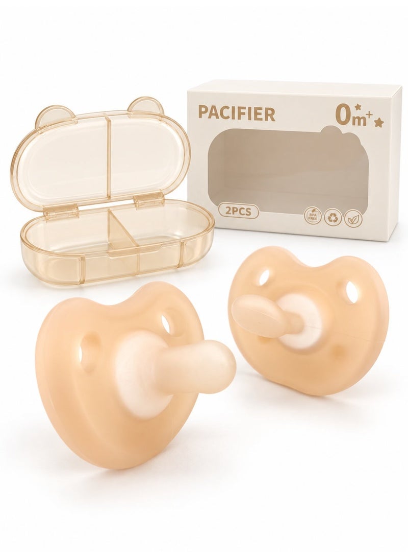 MOMELU 2 PCS Baby Pacifiers 0–24 Months, One-Piece Soft Silicone Breast-Like Pacifier for Newborn & Breastfed Babies, BPA-Free - Image 1