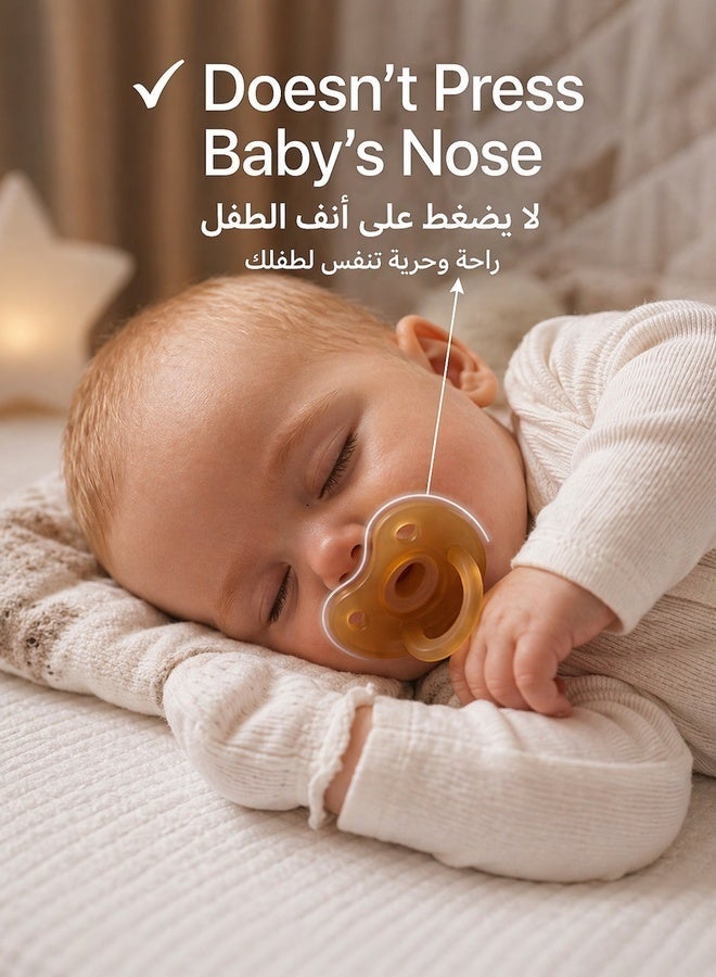 موميلو لهايات أطفال سيليكون قطعتان لعمر 0–24 شهر، لهاية ناعمة بتصميم قطعة واحدة لحديثي الولادة والرضع، حلمة شبيهة بالثدي وأخرى بشكل الإبهام، خالية من BPA مع فتحات تهوية - Image 5
