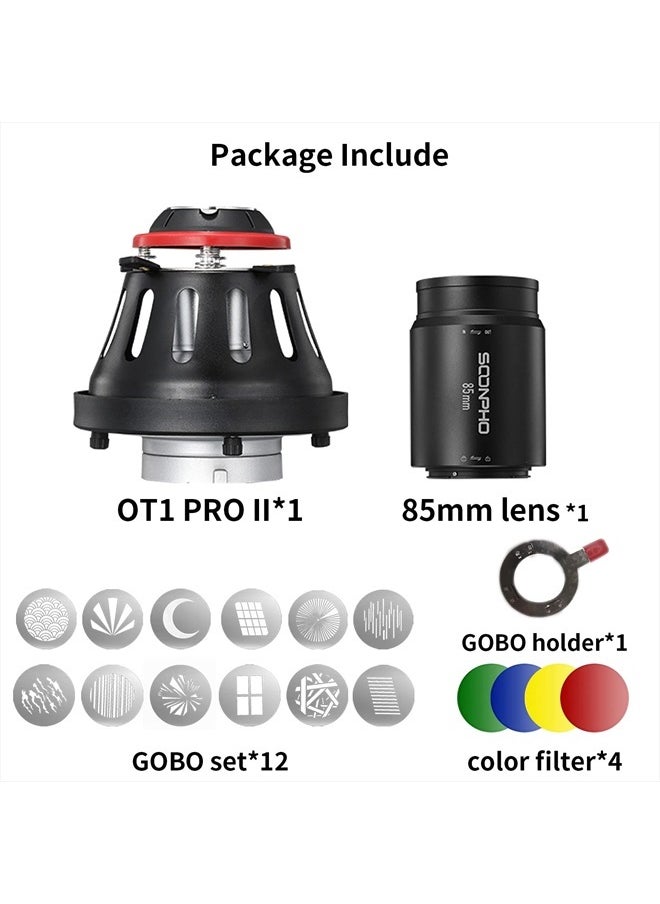 soonpho - Soonpho OT1 PRO II Bowens Mount Focalize Optical Conical Snoot with 85mm Conical Lens Various Gobos Special Effects Shaped Beam Light Cylinder Spotlight Effect for Video Artist Modelling Shape Light - Image 1