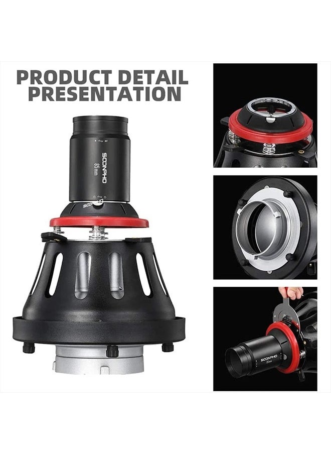 soonpho - Soonpho OT1 PRO II Bowens Mount Focalize Optical Conical Snoot with 85mm Conical Lens Various Gobos Special Effects Shaped Beam Light Cylinder Spotlight Effect for Video Artist Modelling Shape Light - Image 1