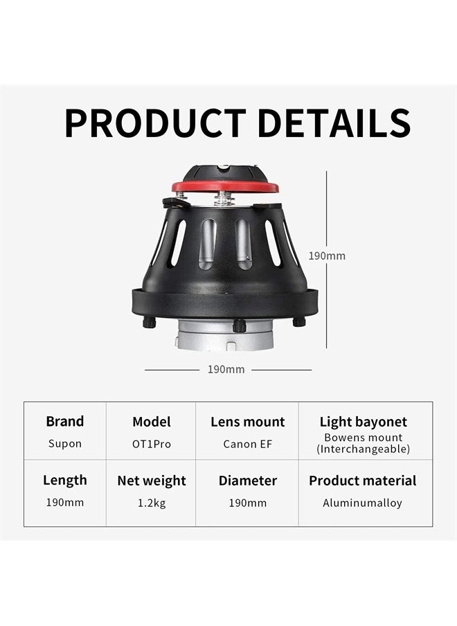 soonpho - Soonpho OT1 PRO II Bowens Mount Focalize Optical Conical Snoot with 85mm Conical Lens Various Gobos Special Effects Shaped Beam Light Cylinder Spotlight Effect for Video Artist Modelling Shape Light - Image 1