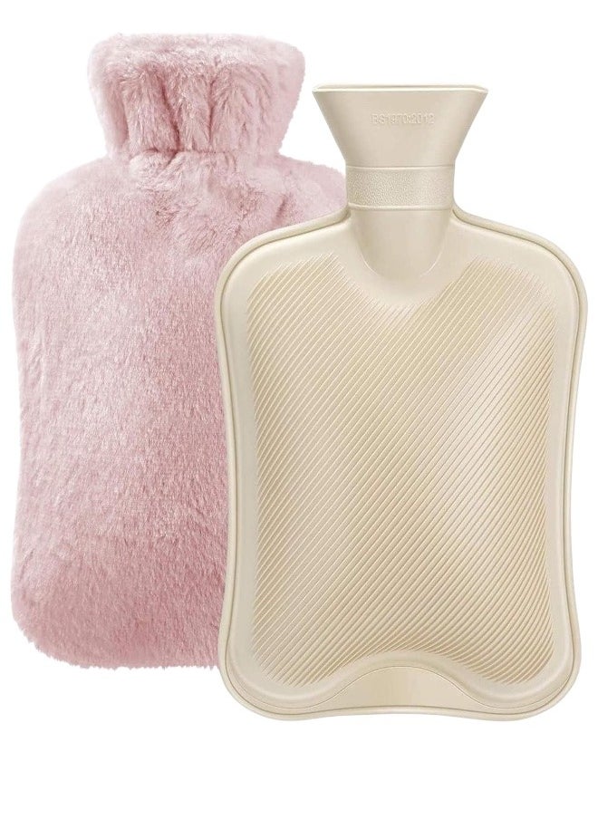 Cloudlyn Cloudlyn 2L water capacity hot water rubber bag with plush cover  for cramps and pain relief classic style pink  - Image 1