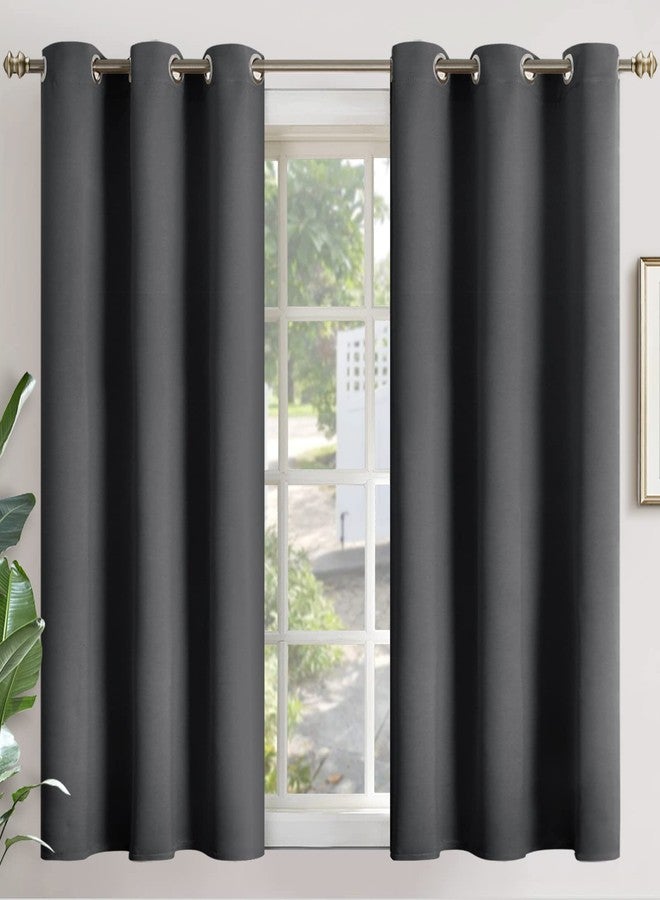 YoungsTex Blackout Curtains 48 Inches Length for Short Window - Dark Grey Thermal Insulated Drapes with Grommet Room Darkening Privacy for Bathroom Bedroom, 2 Panels, 42 x 48 Inch - Image 1