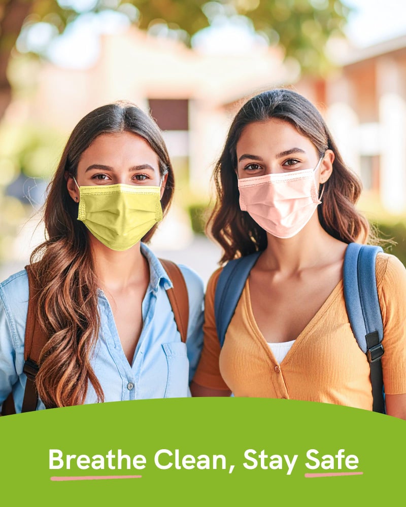 FriCARE Disposable Face Masks, 3-Ply ASTM Level 3 Medical Grade, FSA/HSA Eligible, Breathable & Comfortable for Allergy/Sun Protection, 50 Pack Pink - Image 4
