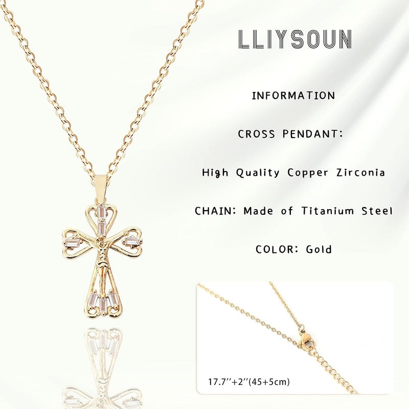 LLIYSOUN Cross Pendant Necklace for Women Jewelry Gold Cross Necklaces Gifts for Women Girl Cross Necklace Minimalist Trendy Jewelry Valentines Day Gifts - Image 3