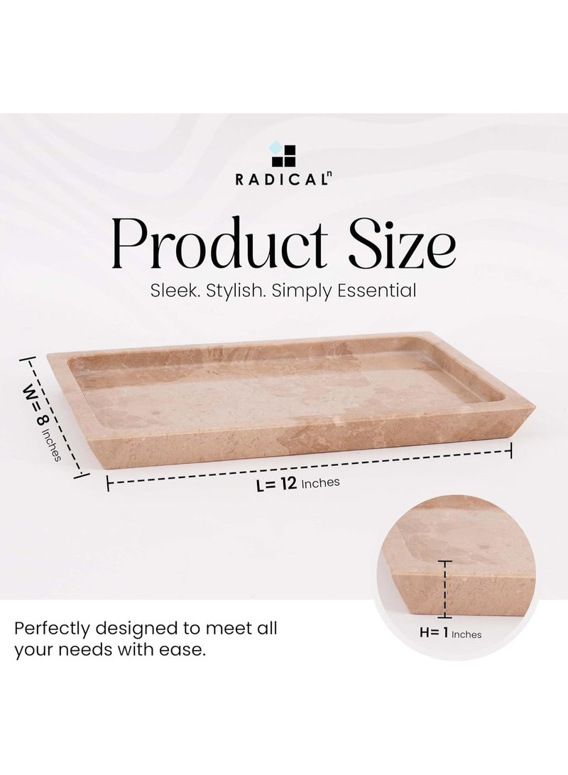RADICALn Handmade Verona Marble Serving Tray 12 Inch Rectangular Food Serving Platter Decorative Coffee Table Kitchen Serving Tray Home Decor Gift - Image 3