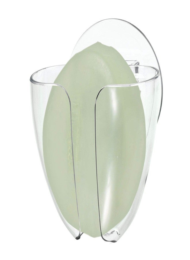InterDesign iDesign Plastic Self-Draining Suction Cup Wall Mount Kitchen Sink Bar Soap Holder - 2.5" x 3.5" x 6", Clear - Image 2
