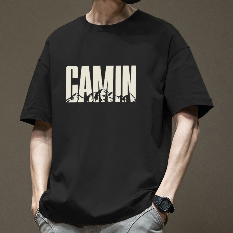 Short-Sleeved T-Shirt Men'S Japanese-Style Simple Pure Cotton Heavy-Weight T-Shirt Loose Trendy All-Match American Casual Top Clothes For Summer - Image 2