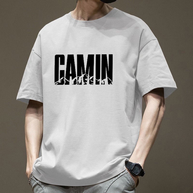 Short-Sleeved T-Shirt Men'S Japanese-Style Simple Pure Cotton Heavy-Weight T-Shirt Loose Trendy All-Match American Casual Top Clothes For Summer - Image 1