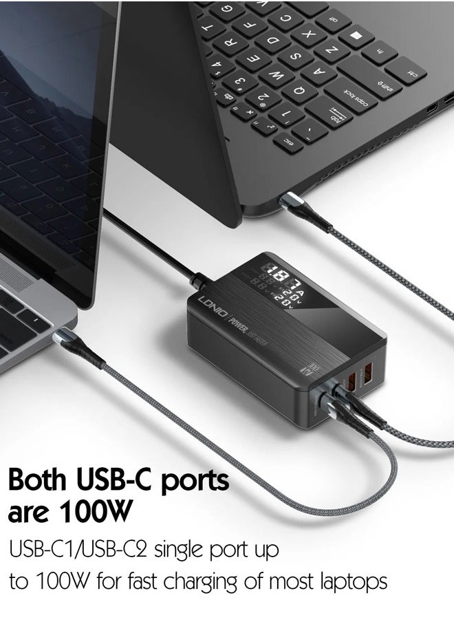 LDNIO - USB C Charger, 100W 4-Port Desktop USB Charger Station with PD+QC3.0, Multiport Fast Charger Adapter Compatible with MacBook Pro/Air, iPhone 13 Pro Max/12 Pro Max, iPad Series - Image 1
