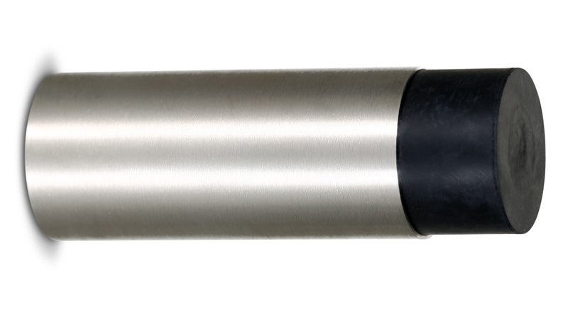 Stoppwerk Wall Door Stop Stainless Steel with Rubber Door Stop for Door Handle Including Mounting Material for Wall Diameter 2.7 cm Length 7.6 cm - Image 1