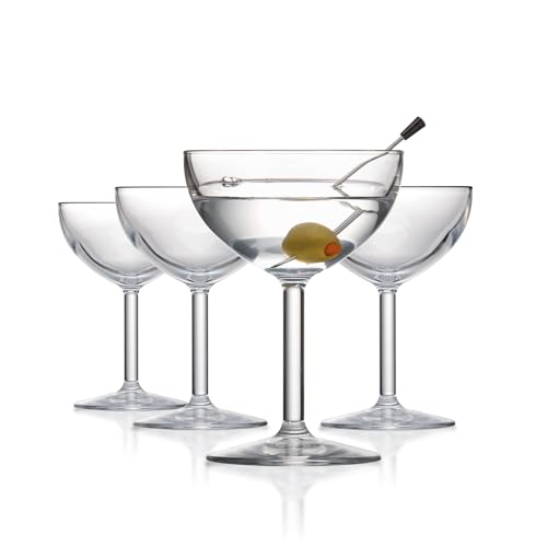 Drinique Unbreakable Coupe Champagne Glasses Set of 4 8oz Classic Shatterproof Reusable Coupe Glass  Clear