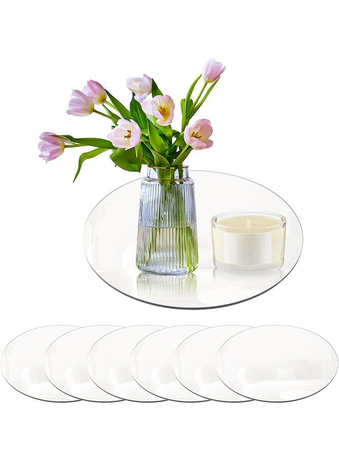 TPGP Pack of 6 Round Mirror Trays, Diameter 20 cm Mirror Tray for Decorating, Round Mirror Plate Acrylic Glass, Mirror Trays for Wedding Table Centerpieces, Home Decoration  - Image 1