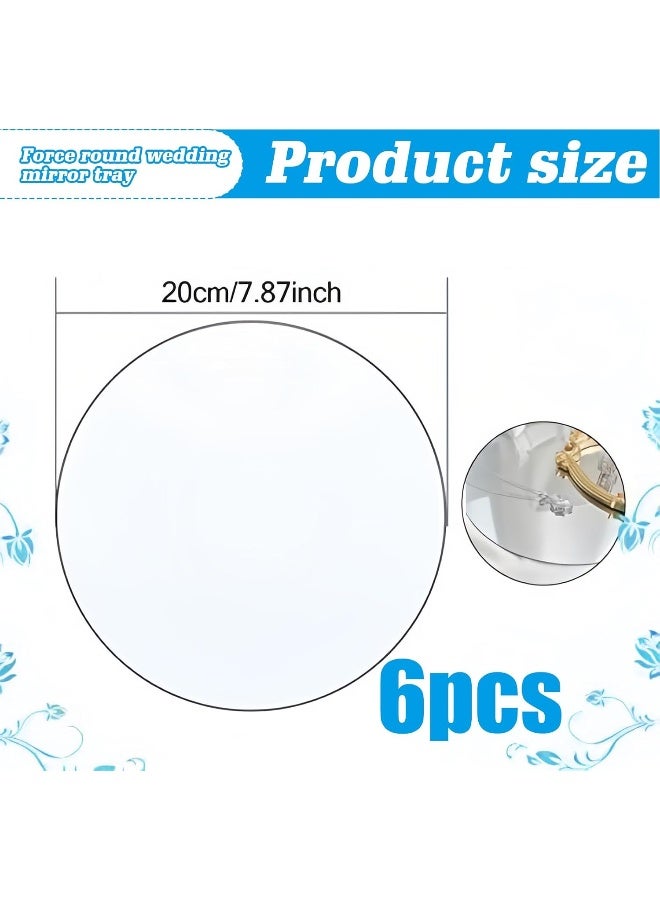 TPGP Pack of 6 Round Mirror Trays, Diameter 20 cm Mirror Tray for Decorating, Round Mirror Plate Acrylic Glass, Mirror Trays for Wedding Table Centerpieces, Home Decoration  - Image 2