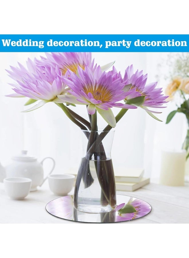 TPGP Pack of 6 Round Mirror Trays, Diameter 20 cm Mirror Tray for Decorating, Round Mirror Plate Acrylic Glass, Mirror Trays for Wedding Table Centerpieces, Home Decoration  - Image 5