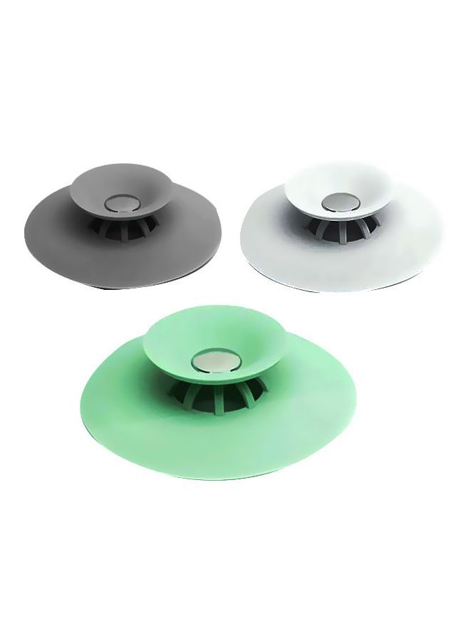 NIBEMINENT 3-Piece Drain Stopper White/Grey/Green 10x3.6centimeter - Image 1