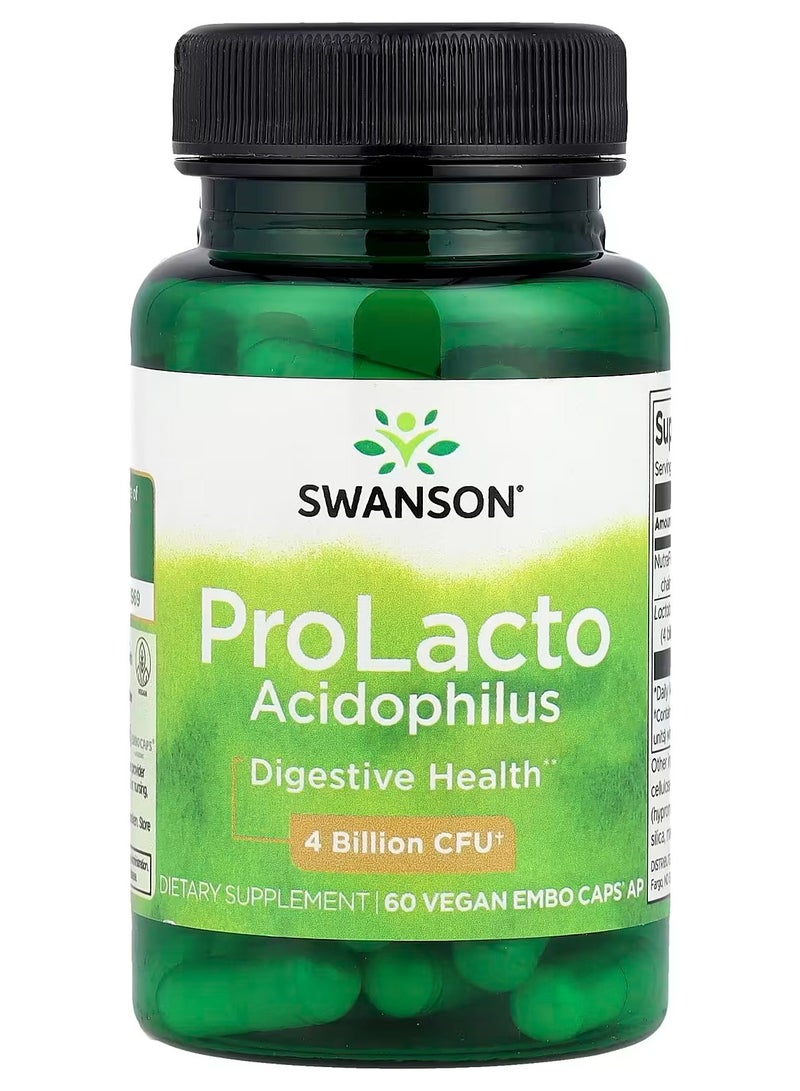 Swanson, ProLacto Acidophilus, 4 Billion CFU, 60 Vegan EMBO Caps® AP