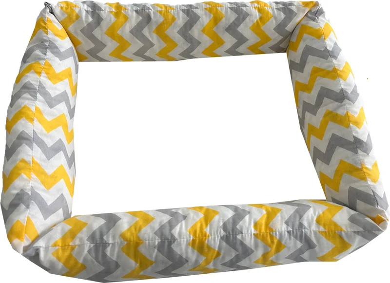 Nelson Cat and Dog Bed Washable Bed 60X45X17 Cm-Yellow Gray Zigzag