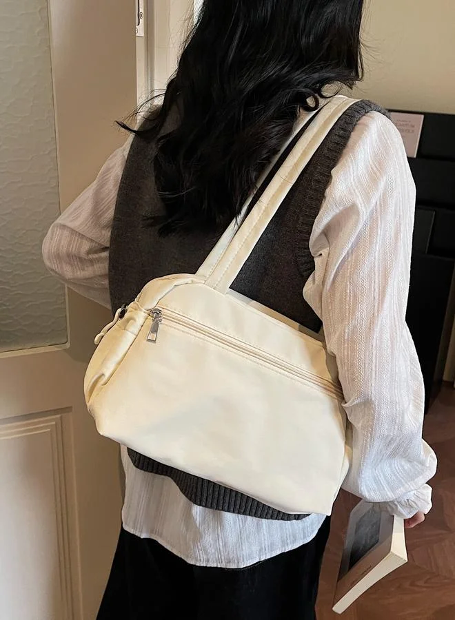 تايك تو White Shoulder Bag with Zip Closure