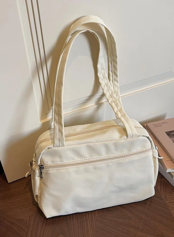 تايك تو White Shoulder Bag with Zip Closure