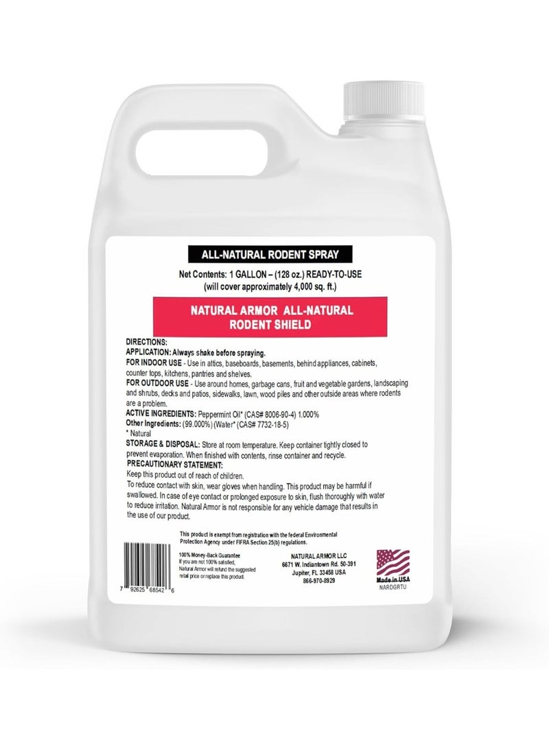 Natural Armor طارد النعناع للفئران والجرذان والقوارض. رذاذ طبيعي للاستخدام الداخلي والخارجي درع القوارض - 128 أونصة سائلة جالون إعادة تعبئة - Image 2