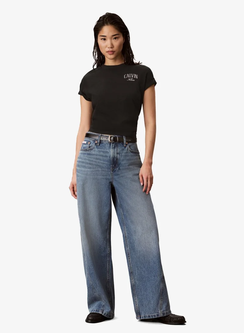 Calvin Klein Jeans  Metallic Logo Crew Neck T-Shirt for Women | Best Price UAE