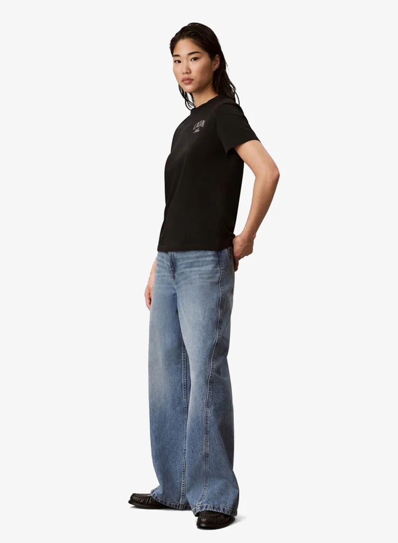 Calvin Klein Jeans  Metallic Logo Crew Neck T-Shirt for Women | Best Price UAE